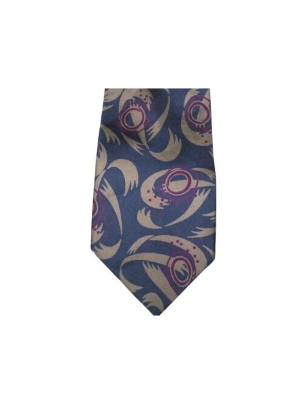 Tie Brown Blue Red Abstract Lilly Dache`  Made in USA  Silk  57  " L   3 1/2 " W